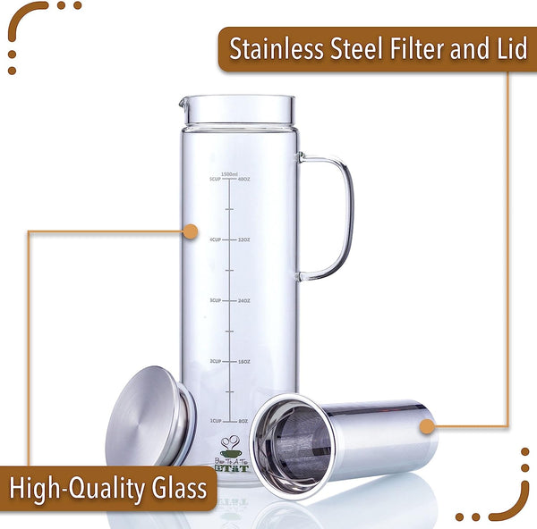 1 ½ cold brew glass container with filter and lid